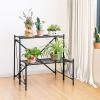 Giantex 2 Tier Stair Style Metal Plant Stand, Flower Pot Display Holder with Widened Grid Rack, Indoor Outdoor Multifunctional Storage Organizer Ladder Shelf for Garden Balcony Yard