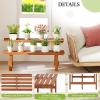 Giantex 2 Tier Wood Plant Stand, Ladder Plant Shelf for Multiple Potted Plants with Teak Oil Finish, Indoor & Outdoor Flower Pot Holder, Corner Display Rack for Balcony, Living Room, Garden