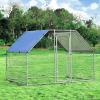 Giantex 23ft Large Metal Chicken Coop, Walk-in Chicken Run Poultry Cage, Waterproof Sun-Proof Cover, Galvanized Steel Frame, Hen Duck Rabbit House Outdoor Farm Yard (23 x 6.6 ft, Half Spire)(Flat)