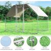 Giantex 23ft Large Metal Chicken Coop, Walk-in Chicken Run Poultry Cage, Waterproof Sun-Proof Cover, Galvanized Steel Frame, Hen Duck Rabbit House Outdoor Farm Yard (23 x 6.6 ft, Half Spire)(Flat)