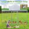 Giantex 23ft Large Metal Chicken Coop, Walk-in Chicken Run Poultry Cage, Waterproof Sun-Proof Cover, Galvanized Steel Frame, Hen Duck Rabbit House Outdoor Farm Yard (23 x 6.6 ft, Half Spire)(Spire)
