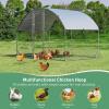 Giantex 23ft Large Metal Chicken Coop, Walk-in Chicken Run Poultry Cage, Waterproof Sun-Proof Cover, Galvanized Steel Frame, Hen Duck Rabbit House Outdoor Farm Yard (23 x 6.6 ft, Half Spire)(Dome)
