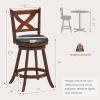 Giantex 24” Bar Stools Set of 2, 360° Swivel Counter Height Stools with Back, Solid Rubber Wood Frame, Leather Padded Seat, Vintage Upholstered Armless Farmhouse Barstools for Kitchen Island Home Bar(2)