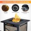 Giantex 25-Inch Propane Fire Pit Table, 40000 BTU Square Gas Firepit Table with Lid, Fire Glass and Adjustable Flame, CSA Approved, 2-in-1 Outdoor Fire Table for Patio and Garden(Classic)