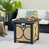 Giantex 25-Inch Propane Fire Pit Table, 40000 BTU Square Gas Firepit Table with Lid, Fire Glass and Adjustable Flame, CSA Approved, 2-in-1 Outdoor Fire Table for Patio and Garden(Modern)