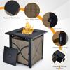 Giantex 25-Inch Propane Fire Pit Table, 40000 BTU Square Gas Firepit Table with Lid, Fire Glass and Adjustable Flame, CSA Approved, 2-in-1 Outdoor Fire Table for Patio and Garden(Classic)