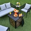 Giantex 25-Inch Propane Fire Pit Table, 40000 BTU Square Gas Firepit Table with Lid, Fire Glass and Adjustable Flame, CSA Approved, 2-in-1 Outdoor Fire Table for Patio and Garden(Classic)