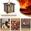 Giantex 25-Inch Propane Fire Pit Table, 40000 BTU Square Gas Firepit Table with Lid, Fire Glass and Adjustable Flame, CSA Approved, 2-in-1 Outdoor Fire Table for Patio and Garden(Modern)