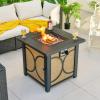 Giantex 25-Inch Propane Fire Pit Table, 40000 BTU Square Gas Firepit Table with Lid, Fire Glass and Adjustable Flame, CSA Approved, 2-in-1 Outdoor Fire Table for Patio and Garden(Modern)
