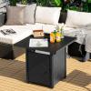 Giantex 28’’ Propane Fire Pit Table, 50,000 BTU Auto-Ignition Gas Fire Pit, Square Steel Fire Table with Lid, Multifunctional Gas Fire Pit Table for Patio Garden Poolside, CSA Certification