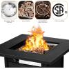 Giantex 28’’ Propane Fire Pit Table, 50,000 BTU Auto-Ignition Gas Fire Pit, Square Steel Fire Table with Lid, Multifunctional Gas Fire Pit Table for Patio Garden Poolside, CSA Certification