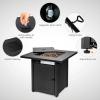 Giantex 28’’ Propane Fire Pit Table, 50,000 BTU Auto-Ignition Gas Fire Pit, Square Steel Fire Table with Lid, Multifunctional Gas Fire Pit Table for Patio Garden Poolside, CSA Certification