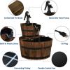 Giantex 2-Tier Barrel Waterfall Fountain Outdoor, Rustic Wood Barrel Cascading Water Fountain with Electric Pump, Outdoor Water Feature with Decorative Hand for Garden Patio Backyard Lawn Porch