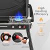 Giantex 2-in-1 Gas Camping Grill and Stove, Portable Propane Grill Burner with Dual Control Knobs, Detachable Legs, 3-Sided Wind Screen, Gas Hose with Regulator, 20,000 Total BTUs (Black)(Black)