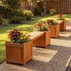 Giantex 2-in-1 Outdoor Bench with 2 Raised Garden Beds, Wood with Teak Oil Finish, Planter Boxes with Open-Ended Base, Garden Bench Seat for Porch Balcony Lawn Yard, DIY Assembly, 42″x11″x11.5″(Honey Wood)
