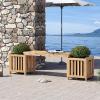 Giantex 2-in-1 Outdoor Bench with 2 Raised Garden Beds, Wood with Teak Oil Finish, Planter Boxes with Open-Ended Base, Garden Bench Seat for Porch Balcony Lawn Yard, DIY Assembly, 42″x11″x11.5″(Natural)