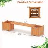 Giantex 2-in-1 Outdoor Bench with 2 Raised Garden Beds, Wood with Teak Oil Finish, Planter Boxes with Open-Ended Base, Garden Bench Seat for Porch Balcony Lawn Yard, DIY Assembly, 42″x11″x11.5″(Orange)