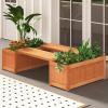 Giantex 2-in-1 Outdoor Bench with 2 Raised Garden Beds, Wood with Teak Oil Finish, Planter Boxes with Open-Ended Base, Garden Bench Seat for Porch Balcony Lawn Yard, DIY Assembly, 42″x11″x11.5″(Teak)