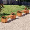 Giantex 2-in-1 Outdoor Bench with 2 Raised Garden Beds, Wood with Teak Oil Finish, Planter Boxes with Open-Ended Base, Garden Bench Seat for Porch Balcony Lawn Yard, DIY Assembly, 42″x11″x11.5″(Orange)