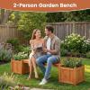 Giantex 2-in-1 Outdoor Bench with 2 Raised Garden Beds, Wood with Teak Oil Finish, Planter Boxes with Open-Ended Base, Garden Bench Seat for Porch Balcony Lawn Yard, DIY Assembly, 42″x11″x11.5″(Orange)
