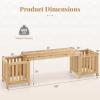 Giantex 2-in-1 Outdoor Bench with 2 Raised Garden Beds, Wood with Teak Oil Finish, Planter Boxes with Open-Ended Base, Garden Bench Seat for Porch Balcony Lawn Yard, DIY Assembly, 42″x11″x11.5″(Natural)