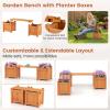 Giantex 2-in-1 Outdoor Bench with 2 Raised Garden Beds, Wood with Teak Oil Finish, Planter Boxes with Open-Ended Base, Garden Bench Seat for Porch Balcony Lawn Yard, DIY Assembly, 42″x11″x11.5″(Honey Wood)