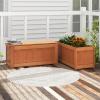Giantex 2-in-1 Outdoor Bench with 2 Raised Garden Beds, Wood with Teak Oil Finish, Planter Boxes with Open-Ended Base, Garden Bench Seat for Porch Balcony Lawn Yard, DIY Assembly, 42″x11″x11.5″(Teak)