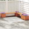 Giantex 2-in-1 Outdoor Bench with 2 Raised Garden Beds, Wood with Teak Oil Finish, Planter Boxes with Open-Ended Base, Garden Bench Seat for Porch Balcony Lawn Yard, DIY Assembly, 42″x11″x11.5″(Orange)
