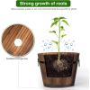 Giantex 3 Pieces Barrel Planter, Wood Bucket Raised Beds for Plants Herbs Veggies, Indoor Outdoor Decorative Planter Box with Drainage Holes 3 Sizes
