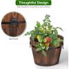 Giantex 3 Pieces Barrel Planter, Wood Bucket Raised Beds for Plants Herbs Veggies, Indoor Outdoor Decorative Planter Box with Drainage Holes 3 Sizes