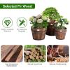 Giantex 3 Pieces Barrel Planter, Wood Bucket Raised Beds for Plants Herbs Veggies, Indoor Outdoor Decorative Planter Box with Drainage Holes 3 Sizes