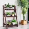 Giantex 3 Tier Folding Wooden Plant Stand, Indoor Flower Pot Holder Display Rack, Free Installation Corner Plants Storage Shelf, Foldable Rustic Wood Ladder Shelf for Home Patio Balcony Garden