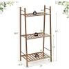 Giantex 3 Tier Ladder Shelf, Bamboo Plant Stand Indoor Outdoor, Multifunctional Bookcase Ladder Planter Storage Shelving Unit for Living Room Bathroom Patio Balcony Garden Office (Brown)