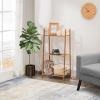 Giantex 3 Tier Ladder Shelf, Bamboo Plant Stand Indoor Outdoor, Multifunctional Bookcase Ladder Planter Storage Shelving Unit for Living Room Bathroom Patio Balcony Garden Office (Brown)
