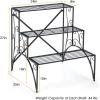 Giantex 3 Tier Metal Plant Stand, Black Corner Plant Stand Indoor w/ Widened Grid Shelf & Non-Slip Foot Pads, Display Rack Holder for Outdoor Porch Garden Patio Balcony