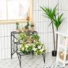 Giantex 3 Tier Metal Plant Stand, Black Corner Plant Stand Indoor w/ Widened Grid Shelf & Non-Slip Foot Pads, Display Rack Holder for Outdoor Porch Garden Patio Balcony