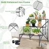 Giantex 3 Tier Metal Plant Stand, Black Corner Plant Stand Indoor w/ Widened Grid Shelf & Non-Slip Foot Pads, Display Rack Holder for Outdoor Porch Garden Patio Balcony