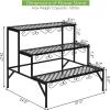 Giantex 3 Tiers Black Metal Plant Stand, Metal Plant Shelf Stands w/ 6-9 Flower Potted Capacity Holders, Multiple Flower Pot Display Rack for Plants Patio Garden Corner Indoor (Rectangular)(Rectangular)