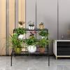 Giantex 3 Tiers Black Metal Plant Stand, Metal Plant Shelf Stands w/ 6-9 Flower Potted Capacity Holders, Multiple Flower Pot Display Rack for Plants Patio Garden Corner Indoor (Rectangular)(Rectangular)