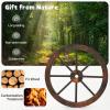 Giantex 30-Inch Wagon Wheels 2 Pieces, Carbonized Solid Fir Wood, Old Western Style Wall Art Garden Decor, Decorative Rustic Hanging Wood Wheels for Yard Garage Bar Farmhouse Outdoor(24″ – 2 Pieces)