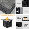 Giantex 32 Inch Propane Fire Pits, 50,000 BTU Square Gas Firepit with High-Temp Resistant Tabletop, Adjustable Flame Lava Rocks and Waterproof Cover, CSA Approved, Outdoor Fire Pit Table (Black)(Black)