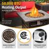 Giantex 32 Inch Propane Fire Pits, 50,000 BTU Square Gas Firepit with High-Temp Resistant Tabletop, Adjustable Flame Lava Rocks and Waterproof Cover, CSA Approved, Outdoor Fire Pit Table (Black)(Black)