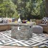 Giantex 34.5″ Propane Gas Fire Pit Table – Patio 2-in-1 Outdoor Square Fire Table W/Volcanic Rock & PVC Cover, Stainless Steel Burner, 50,000 BTU Heat Output, Faux Stone Surface, Outside Fireplace