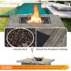 Giantex 34.5″ Propane Gas Fire Pit Table – Patio 2-in-1 Outdoor Square Fire Table W/Volcanic Rock & PVC Cover, Stainless Steel Burner, 50,000 BTU Heat Output, Faux Stone Surface, Outside Fireplace