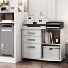 Giantex 3-Drawer File Cabinet for Office – Home Mobile Lateral Filing Cabinet with Hanging Bars, Open Storage Shelves, 5 Universal Wheels, Printer Stand for Letter Size Storage Cabinet (White)(White)