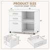 Giantex 3-Drawer File Cabinet for Office – Home Mobile Lateral Filing Cabinet with Hanging Bars, Open Storage Shelves, 5 Universal Wheels, Printer Stand for Letter Size Storage Cabinet (White)(White)