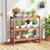 Giantex 3-Tier Plant Stand Indoor, Solid Wood Flower Pot Display Rack w/ Slatted Shelves, Take Oil Finish Bookshelf Shoe Rack, Indoor Outdoor Storage Shelf for Patio Garden Balcony Home Living Room Entryway
