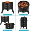 Giantex 3-in-1 Charcoal BBQ Smoker, Outdoor Grill Cooker with Built-in Thermometer and 6 Hooks for Outdoor Backyard Cooking Grilling Camping(Black)