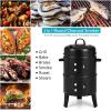 Giantex 3-in-1 Charcoal BBQ Smoker, Outdoor Grill Cooker with Built-in Thermometer and 6 Hooks for Outdoor Backyard Cooking Grilling Camping(Black)