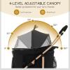 Giantex 3-in-1 Folding Dog Stroller Detachable Carrier Car Seat, 4 Wheels Pet Travel Stroller with Adjustable Canopy, Storage Basket for Small Medium Dogs Cats Puppy (Black & Rose Gold)(Black & Rose Gold)